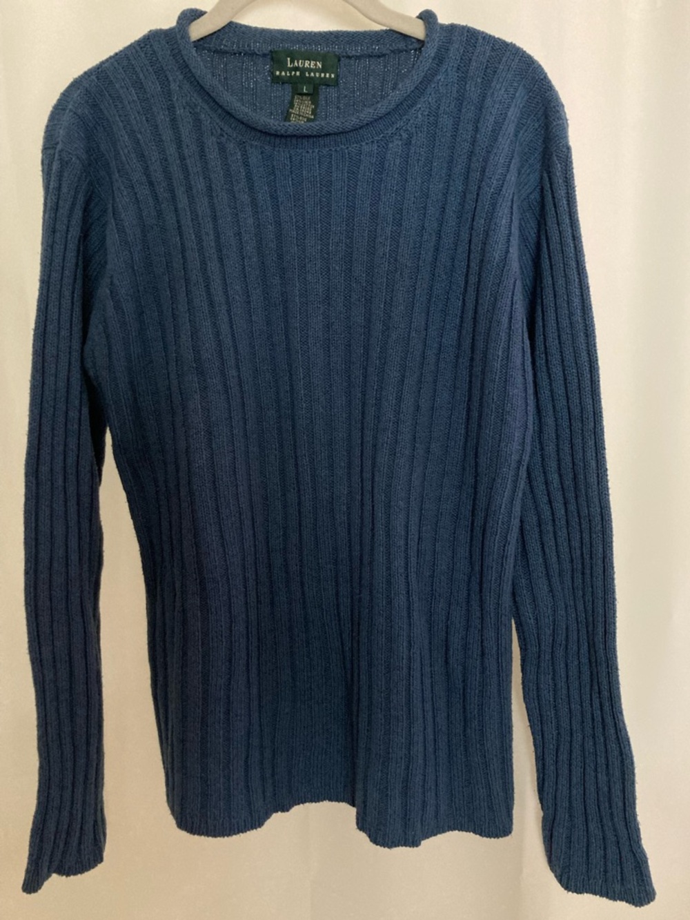Lauren Ralph Lauren blue ribbed roll neck sweater sz L